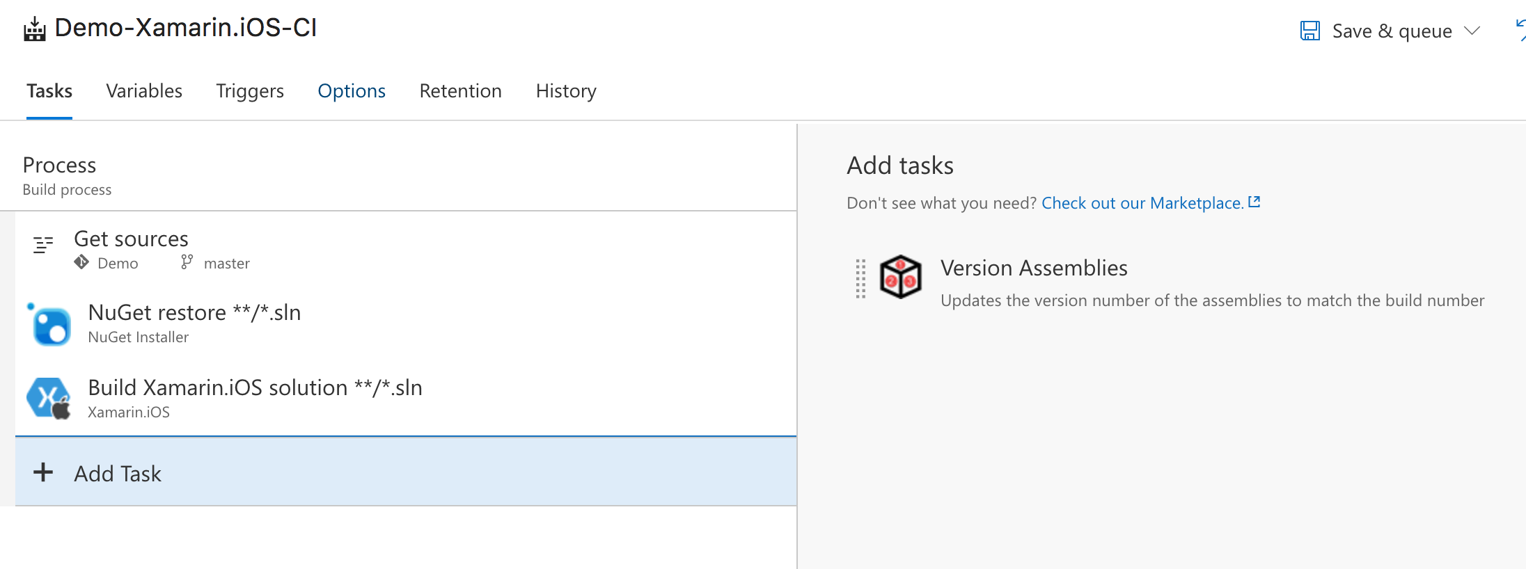 Add the version assemblies step