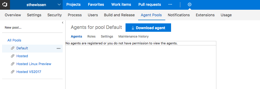 Navigate to the agent pools to create a Xamarin build agent
