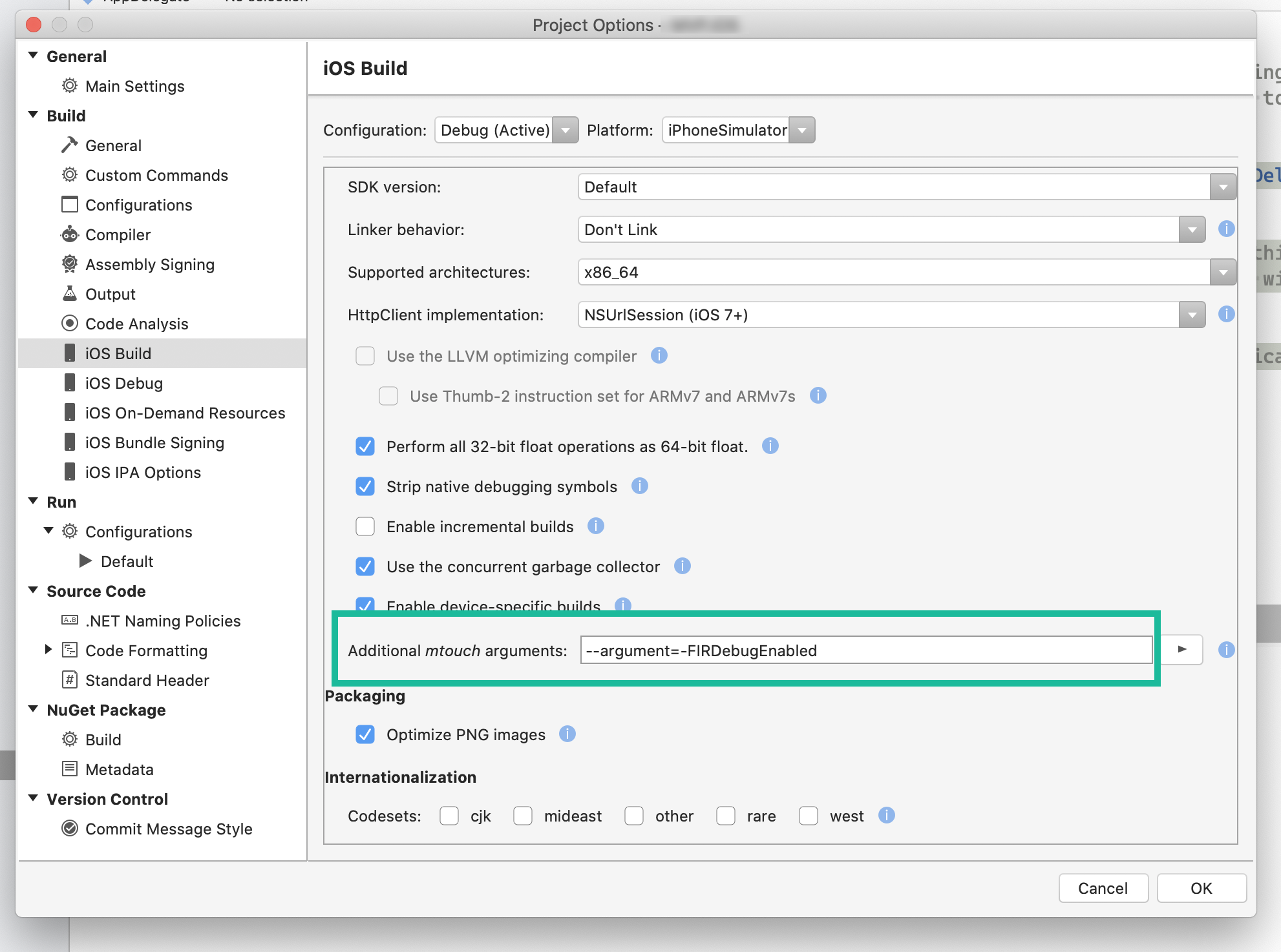 Enabling Firebase DebugView on iOS.