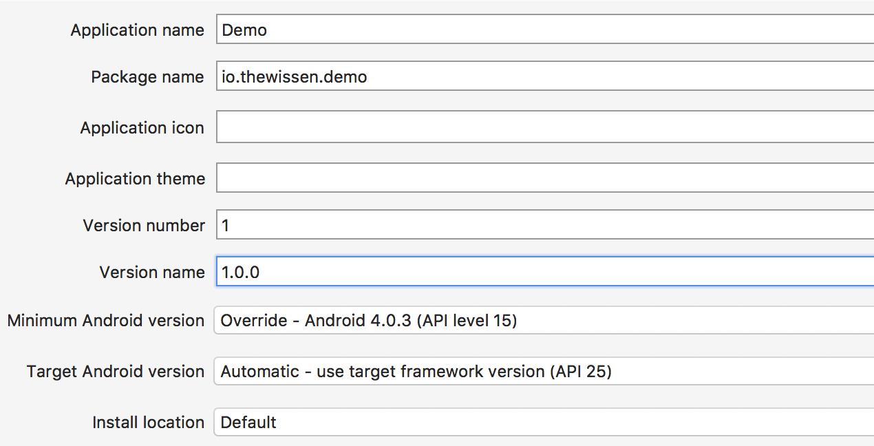 Version numbers in Xamarin Android